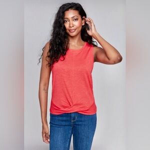 New Charlie B Tank Top Twist-Front Orange Sleeveless Size M